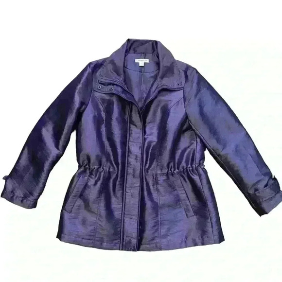 Coldwater Creek Lightweight Puffer Raincoat Size M (10-12) Metallic Purple Cozy - Picture 8 of 15